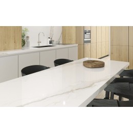 150*320/0.6 Larsen Super Blanco-Gris High-gloss Polished Минеральная поверхность