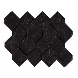 Marvel Stone Nero Marquina Mosaico Esagono 28,2x35,3 3D